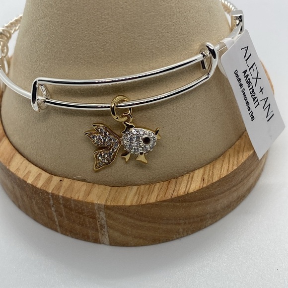 Alex and Ani Two-Tone Textured Goldfish Charm Bangle - Picture 2 of 8